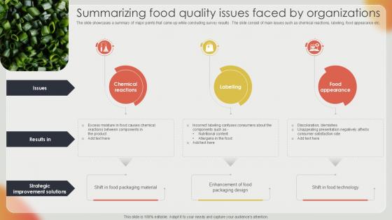 Summarizing Food Quality Issues Effective Strategies For Strengthening Food Ppt Template