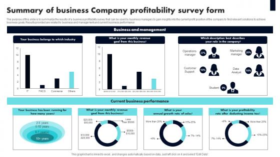 Summary Of Business Company Profitability Survey Form Survey Ss