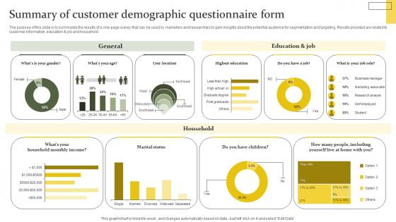 Summary Of Customer Demographic Questionnaire Form Microsoft Pdf