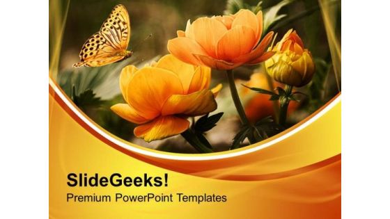 Summer Flowers With Butterfly Nature PowerPoint Templates Ppt Backgrounds For Slides 0513