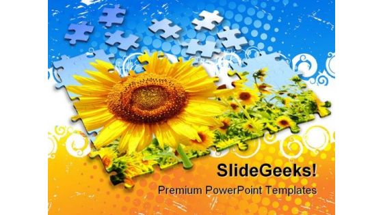 Sunflower Puzzle Background Beauty PowerPoint Templates And PowerPoint Backgrounds 0411