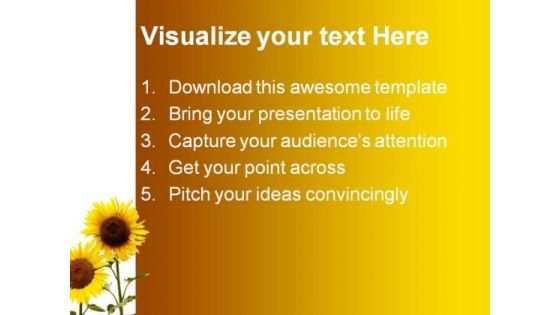 Sunflowers Beauty Nature PowerPoint Template 1110