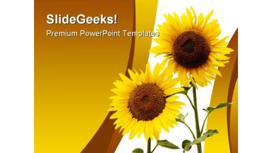 Sunflowers Beauty Nature PowerPoint Template 1110