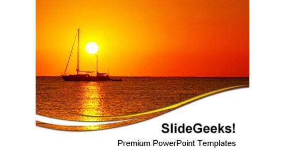 Sunrise And Boat Beach PowerPoint Templates And PowerPoint Backgrounds 0711