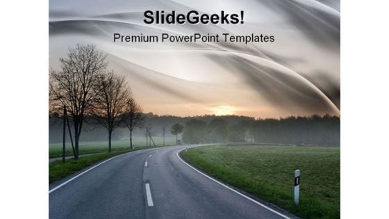 Sunrise Road Nature PowerPoint Themes And PowerPoint Slides 0811