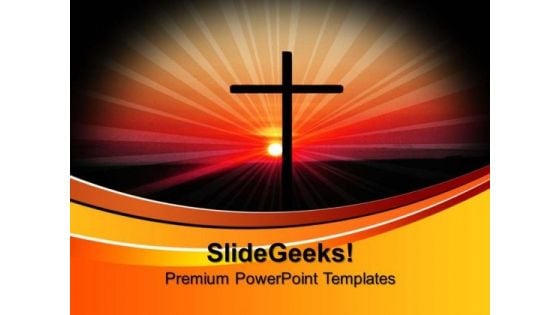 Sunset Christianity Cross Church PowerPoint Templates And PowerPoint Themes 0712
