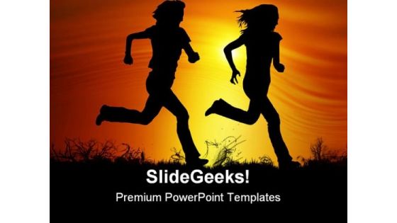 Sunset Joggers Health PowerPoint Templates And PowerPoint Backgrounds 0811