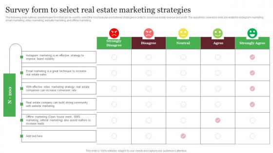 Survey Form To Select Real Estate Marketing Strategies Out Of The Box Real Summary Pdf