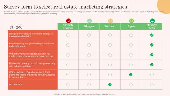 Survey Form To Select Real Estate Marketing Strategies Real Estate Property Marketing Diagrams Pdf