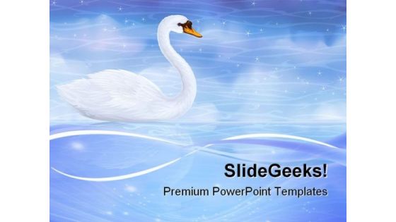Swan Reflecting In Water Animals PowerPoint Templates And PowerPoint Backgrounds 0711