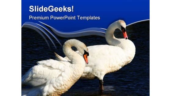Swans Together Animals PowerPoint Templates And PowerPoint Backgrounds 0511 Swans Together Animals PowerPoint Templates And PowerPoint Backgrounds 0511