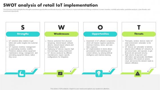 Swot Analysis Of Retail IoT Implementation Guide For Retail IoT Solutions Analysis Topics Pdf