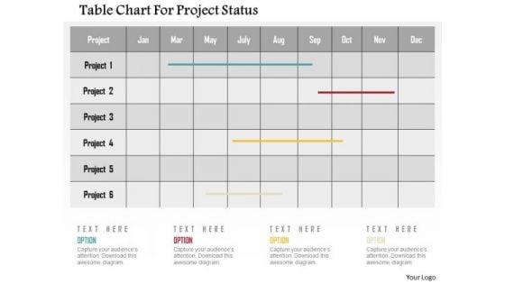 Table Chart For Project Status Presentation Template