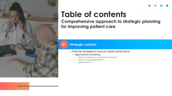 Table Of Content Comprehensive Approach To Strategic Planning For Improving Patient Care Ppt Powerpoint Table Of Content Comprehensive Approach To Strategic Planning For Improving Patient Care Ppt Powerpoint