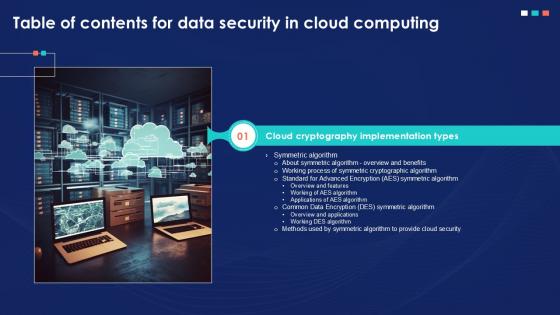Table Of Content For Data Security In Cloud Computing Ppt Slide Table Of Content For Data Security In Cloud Computing Ppt Slide