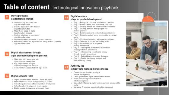 Table Of Content Technological Innovation Playbook Ideas Pdf