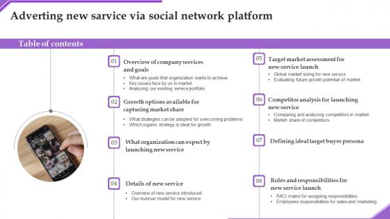 Table Of Contents Adverting New Sarvice Via Social Network Platform Brochure Pdf
