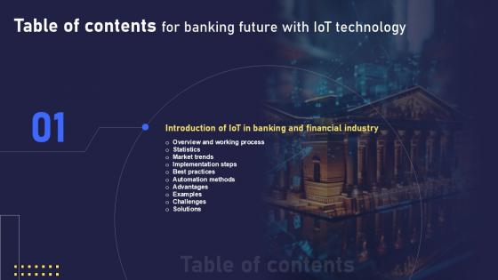 Table Of Contents Banking Future With IoT Technology Ppt Example IoT SS V Table Of Contents Banking Future With IoT Technology Ppt Example IoT SS V