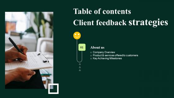 Table Of Contents Client Feedback Strategies Infographics Pdf