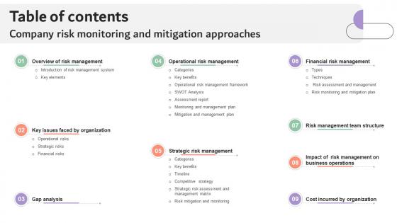 Table Of Contents Company Risk Monitoring And Mitigation Approaches DTE SS V Table Of Contents Company Risk Monitoring And Mitigation Approaches DTE SS V