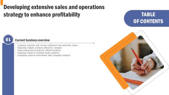 Table Of Contents Developing Extensive Sales And Operations Strategy To Enhance Profitability Topics Pdf