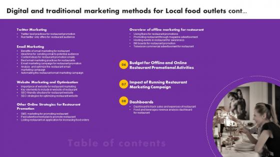 Table Of Contents Digital And Traditional Marketing Methods For Local Food Outlets Graphics Pdf