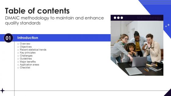 Table Of Contents DMAIC Methodology To Maintain And Enhance Quality PPT Example Table Of Contents DMAIC Methodology To Maintain And Enhance Quality PPT Example