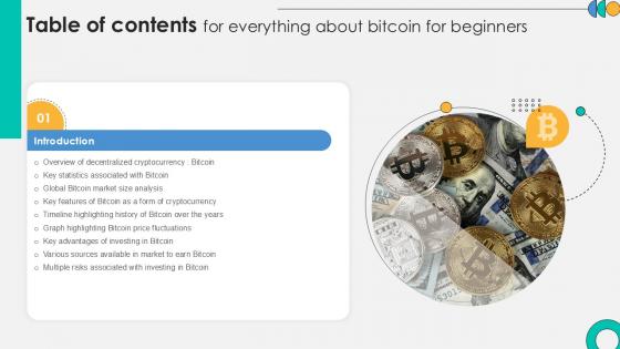 Table Of Contents Everything About Bitcoin For Beginners PPT Slide Fin SS V