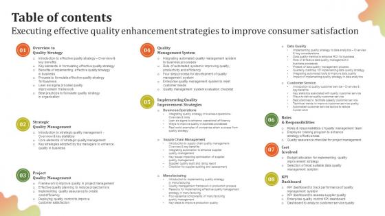 Table Of Contents Executing Effective Quality Enhancement Strategies To Improve Topics Pdf