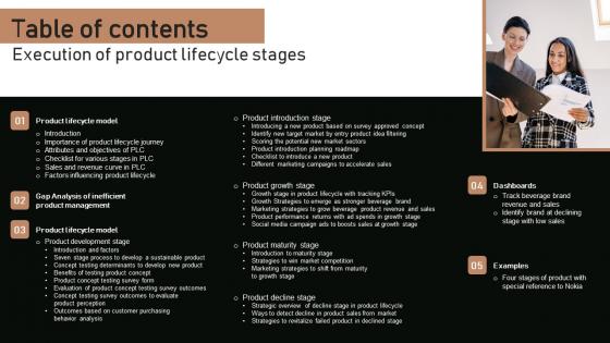 Table Of Contents Execution Of Product Lifecycle Stages Background Pdf