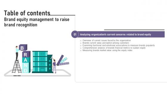 Table Of Contents For Brand Equity Management To Raise Brand Recognition