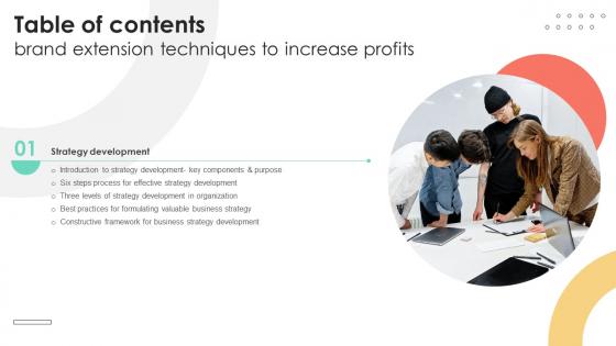 Table Of Contents For Brand Extension Techniques To Increase Profits Strategy SS V