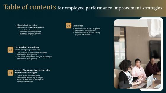 Table Of Contents For Employee Performance Improvement Strategies Graphics Pdf