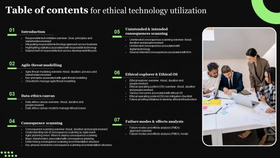 Table Of Contents For Ethical Technology Utilization Icons Pdf