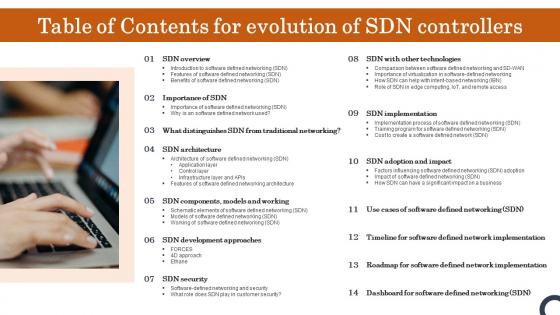 Table Of Contents For Evolution Of SDN Controllers Brochure Pdf