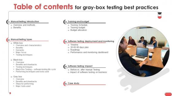 Table Of Contents For Gray Box Testing Best Practices Ppt Formates Table Of Contents For Gray Box Testing Best Practices Ppt Formates