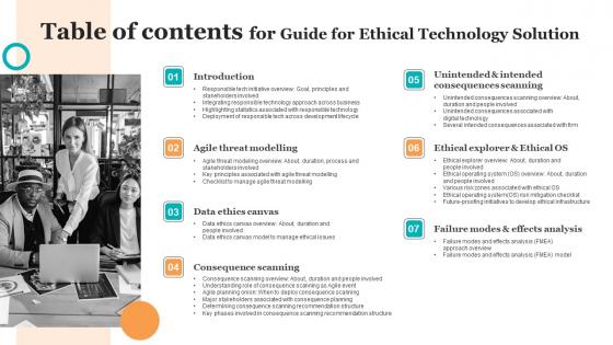 Table Of Contents For Guide For Ethical Technology Solution Brochure Pdf