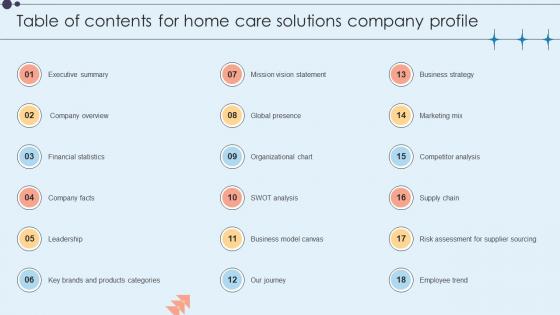 Table Of Contents For Home Care Solutions Company Profile CP SS V Table Of Contents For Home Care Solutions Company Profile CP SS V