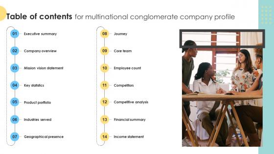 Table Of Contents For Multinational Conglomerate Company Profile CP SS V Table Of Contents For Multinational Conglomerate Company Profile CP SS V