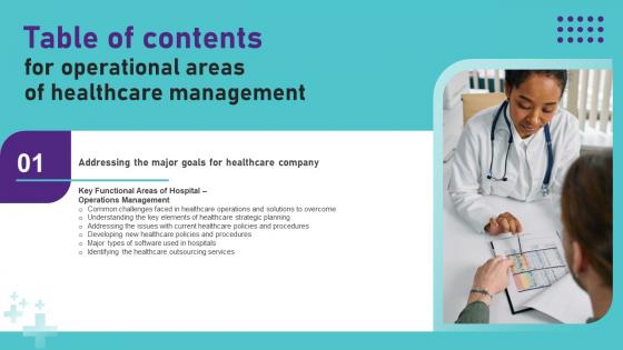 Table Of Contents For Operational Areas Of Healthcare Operational Areas Healthcare Information PDF