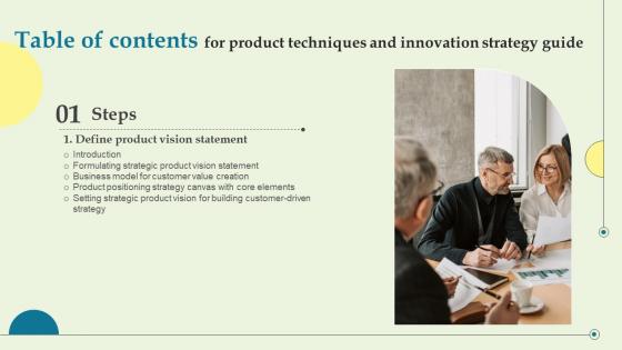 Table Of Contents For Product Techniques And Innovation Strategy Guide Topics PDF Table Of Contents For Product Techniques And Innovation Strategy Guide Topics PDF
