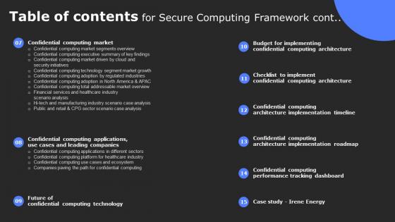 Table Of Contents For Secure Computing Framework Information Pdf