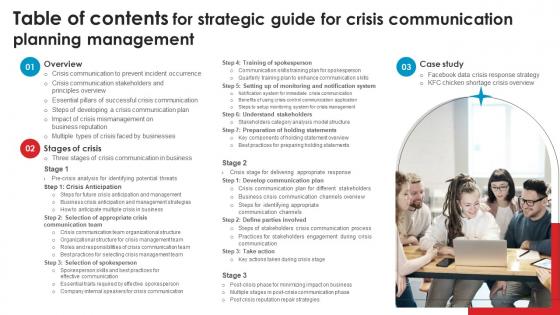 Table Of Contents For Strategic Guide For Crisis Communication Planning Management Portrait Pdf