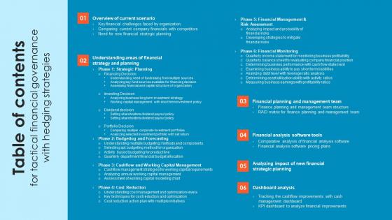 Table Of Contents For Tactical Financial Governance With Hedging Strategies Professional Pdf