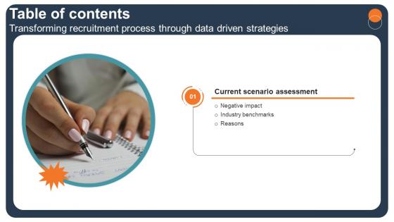 Table Of Contents For Transforming Recruitment Process Through Data Driven Strategies CRP DK SS