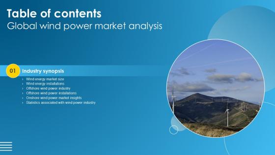 Table Of Contents Global Wind Power Market Analysis PPT Presentation IR SS V Table Of Contents Global Wind Power Market Analysis PPT Presentation IR SS V