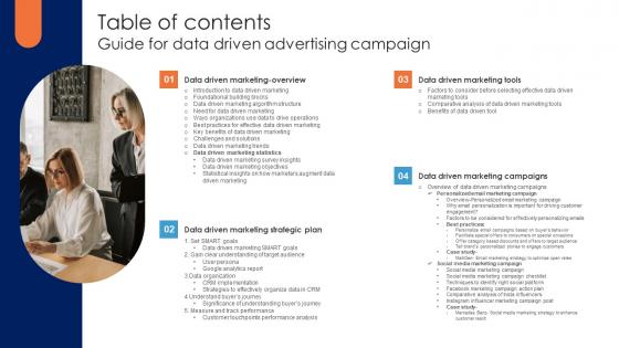 Table Of Contents Guide For Data Driven Advertising Campaign Information Pdf