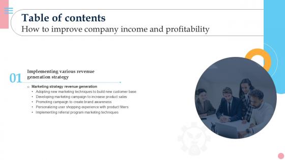 Table Of Contents How To Improve Company Income And Profitability PPT Example Strategy SS V