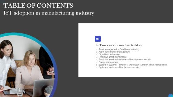 Table Of Contents IOT Adoption In Manufacturing Industry Professional PDF