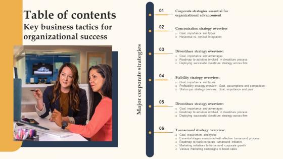 Table Of Contents Key Business Tactics For Organizational Success Guidelines Pdf